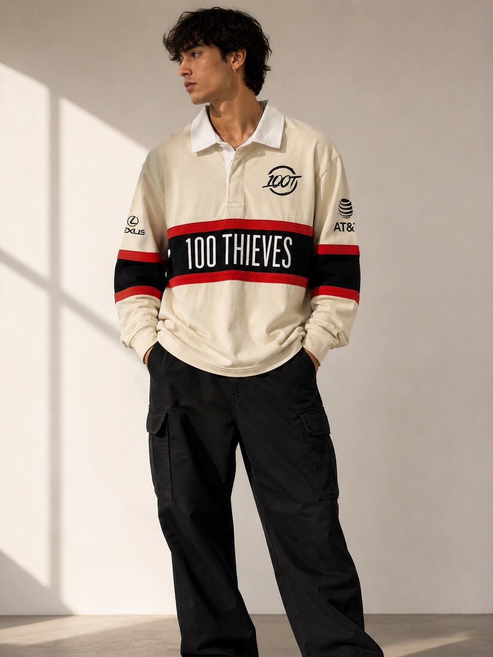 100 Thieves 2022 Worlds Primary Rugby Jersey NWT Men’s Medium Esports Gaming
